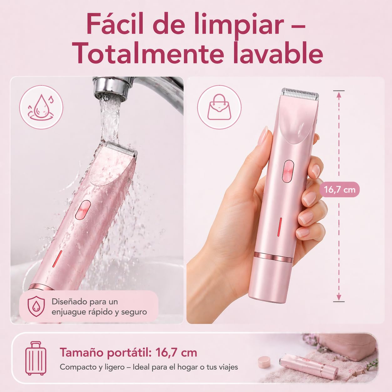 Ephra Depiladora Intima, 2 En 1 Recargable Con Doble Cabezal, Afeitadora Corporal Completa Para Piernas, Axilas, Brazos Y Zona Bikini, Uso HúMedo Y Seco (Azul)