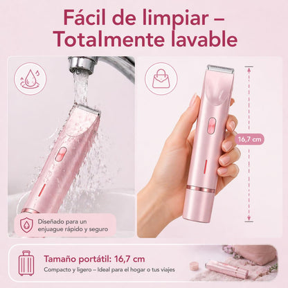 Ephra Depiladora Intima, 2 En 1 Recargable Con Doble Cabezal, Afeitadora Corporal Completa Para Piernas, Axilas, Brazos Y Zona Bikini, Uso HúMedo Y Seco (Azul)