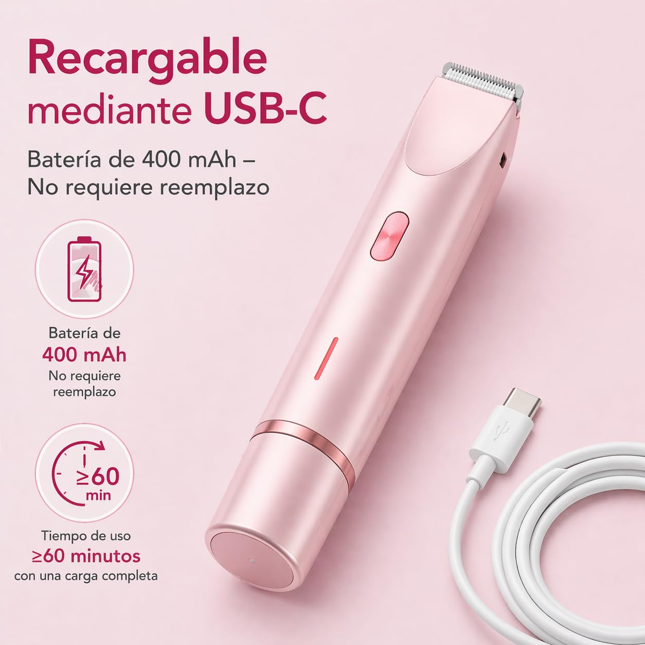 Ephra Depiladora Intima, 2 En 1 Recargable Con Doble Cabezal, Afeitadora Corporal Completa Para Piernas, Axilas, Brazos Y Zona Bikini, Uso HúMedo Y Seco (Azul)