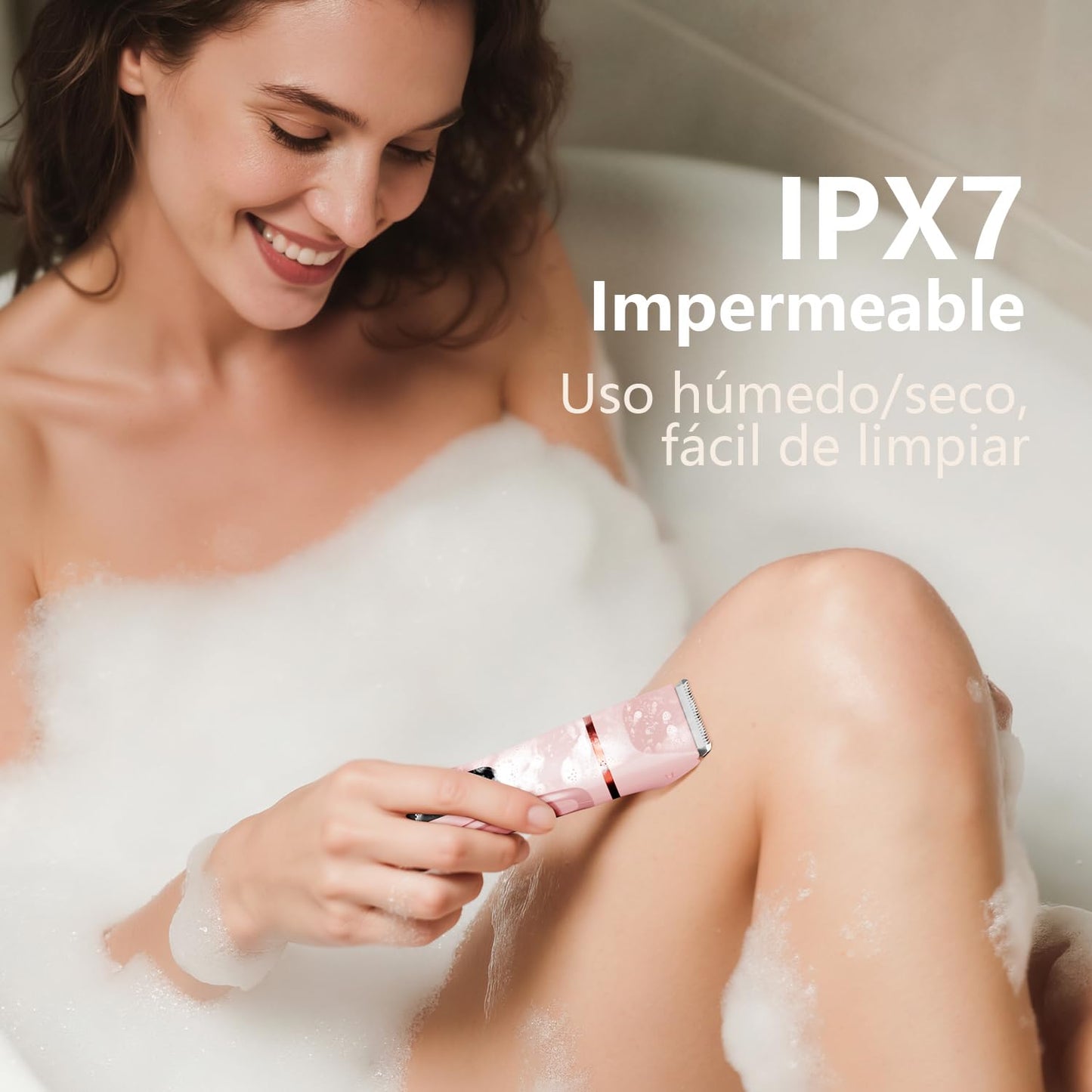 Afeitadora Electrica Mujer IPX7 Impermeable - Rasuradora Mujer Zona Intima (Cara, Braces y Cuerpo), Maquinilla Afeitar con 4 Peines de Precisión, Pantalla LED, Recarga USB, Regalos Aniversario