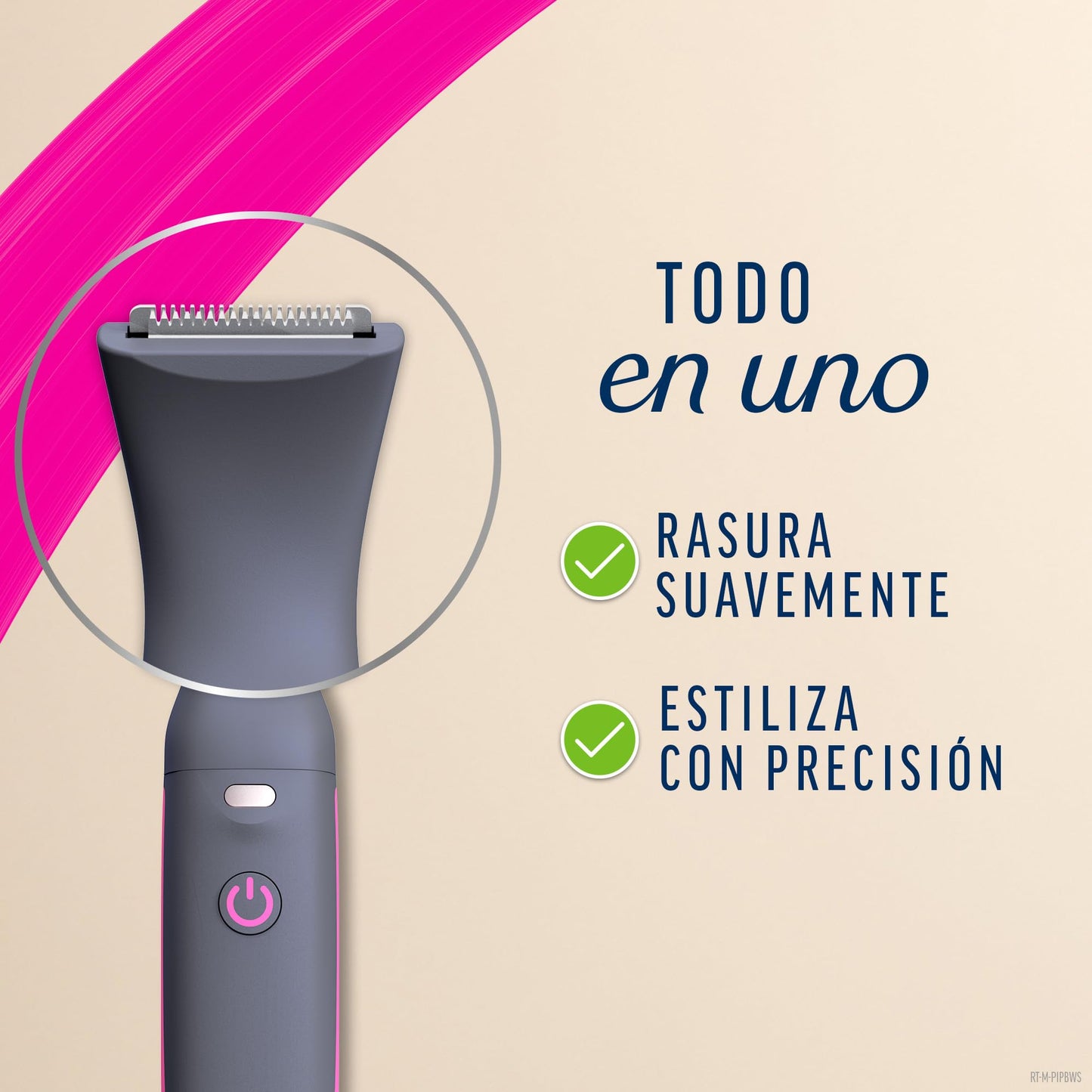 Veet Recortadora Todo en Uno, Bikini y Cuerpo Completo, Cara y Cejas, Rasuradora Mujer Zona Íntima Resistente al Agua, Con 2 Cabezales y 4 Peines para precisión, con Cargador USB
